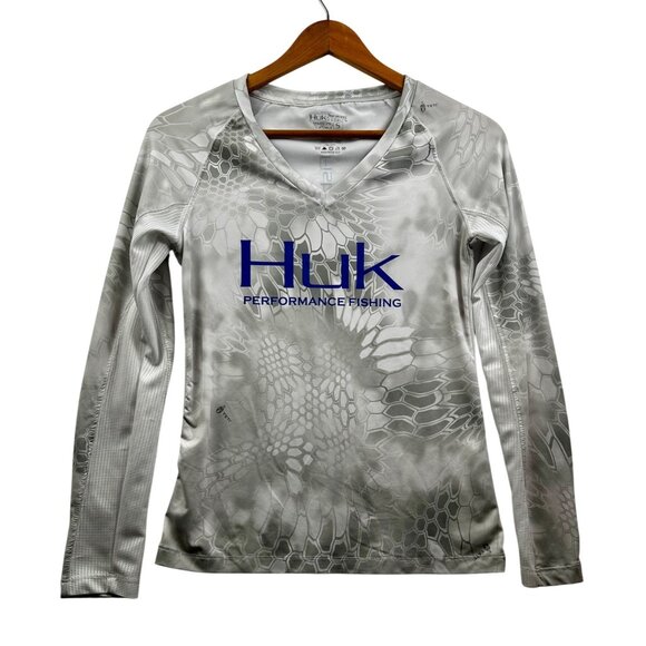 Huk Women's Kryptek Icon Performance Fishing Shirt Blue Camo Long Sleeve Sz S - Picture 1 of 4